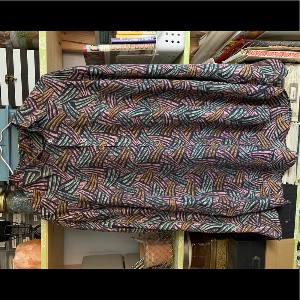 VIVA SETA Vintage Retro Multi-color Silk Shirt